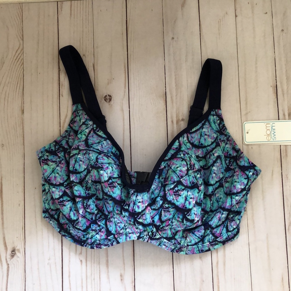 NWT Elomi Swim Abalone Underwire Bikini Top, 34K